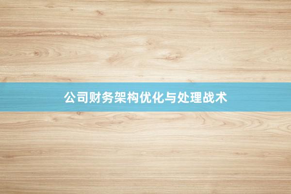 公司财务架构优化与处理战术